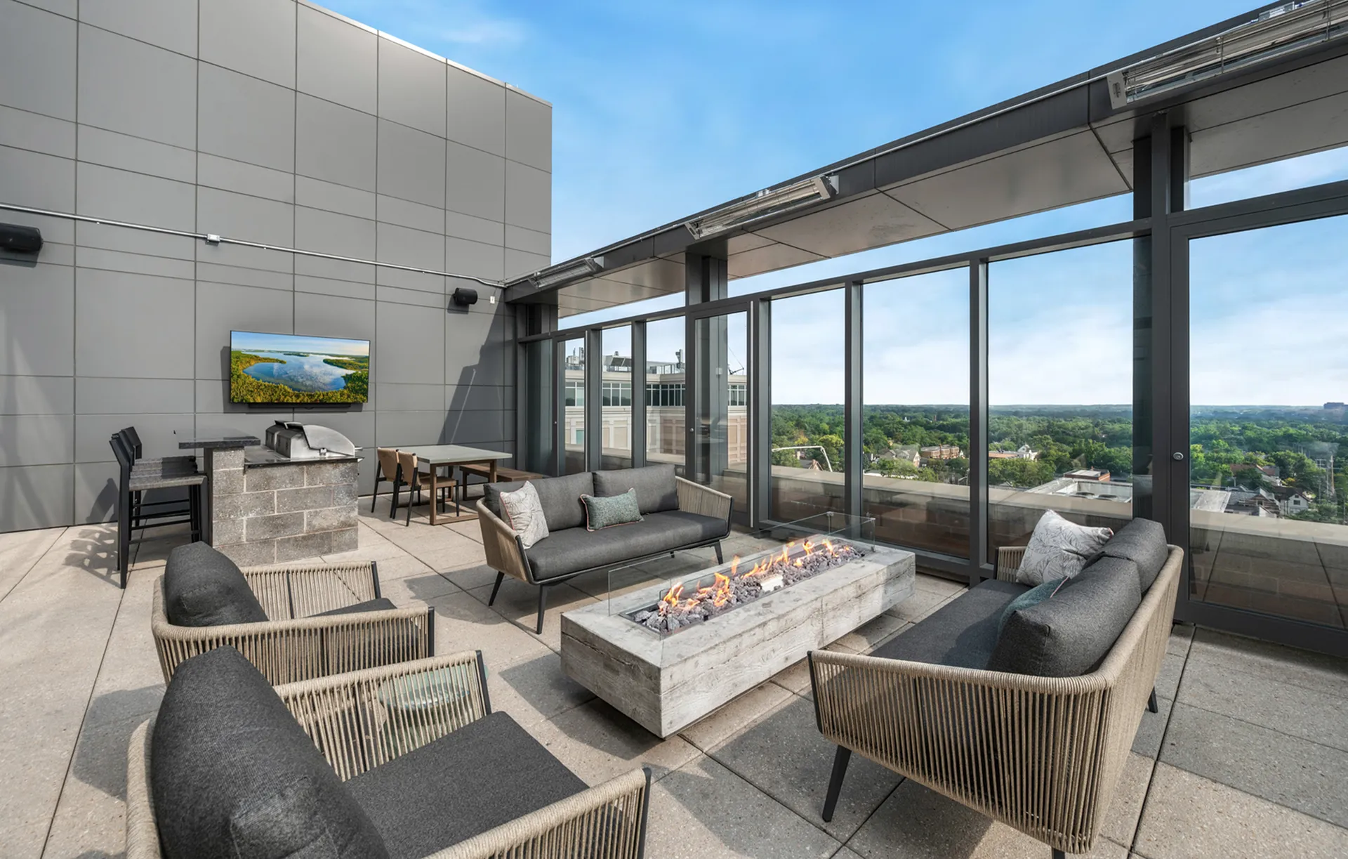 Rooftop terrace with modern seating